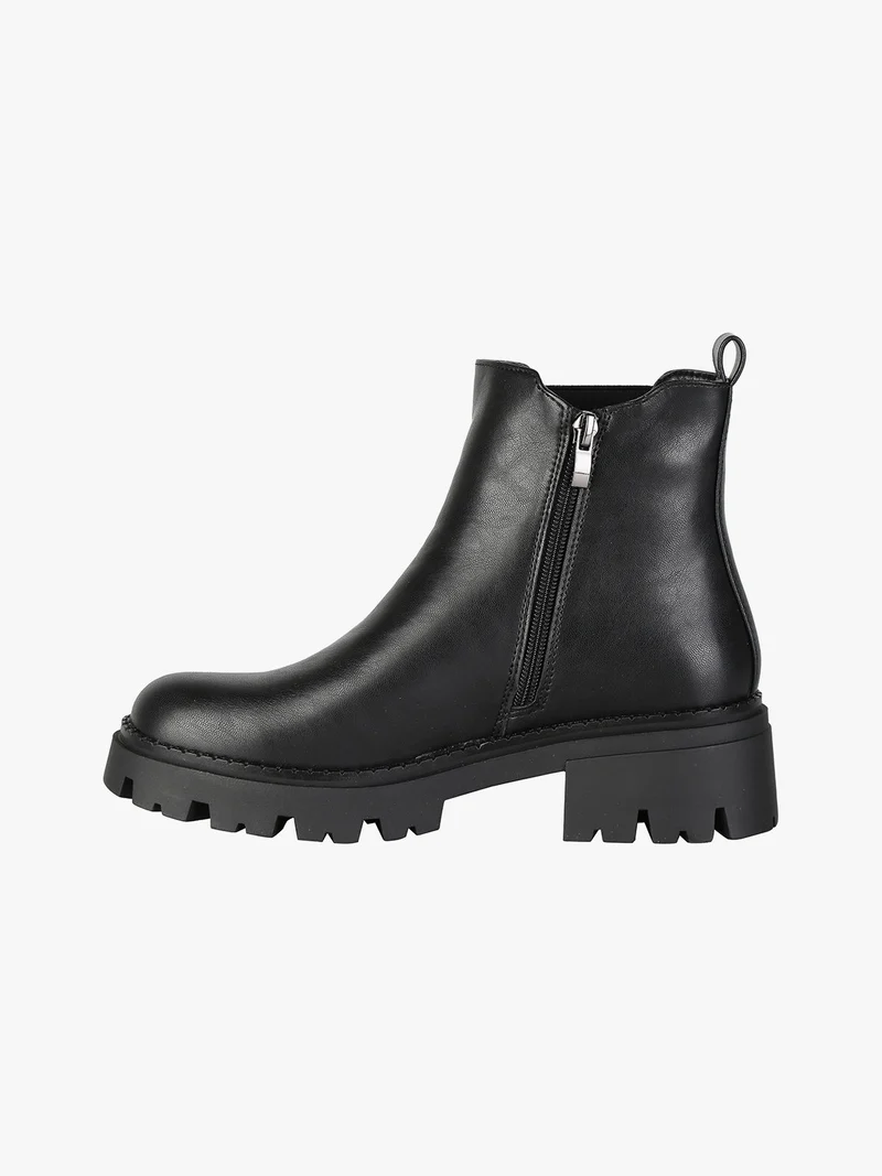 Stivaletti donna con tacco e plateau - nero