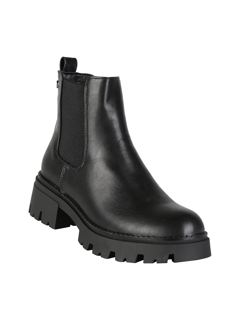 Stivaletti donna con tacco e plateau - nero