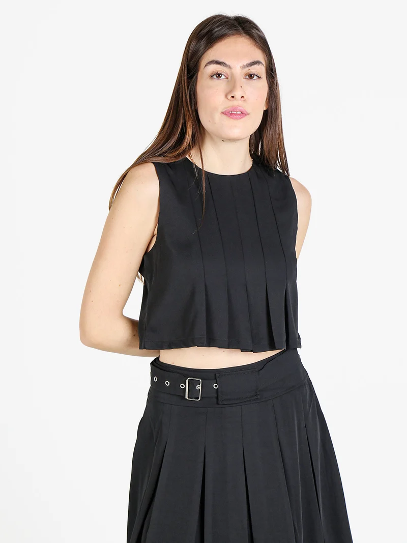 Solada Top donna smanicato con zip sulla schiena