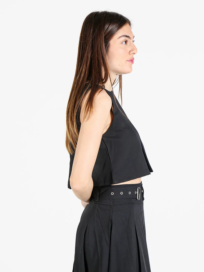 Solada Top donna smanicato con zip sulla schiena