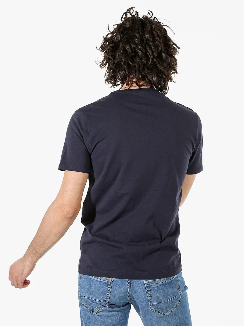 T-shirt da uomo in cotone con stampa - blu scuro