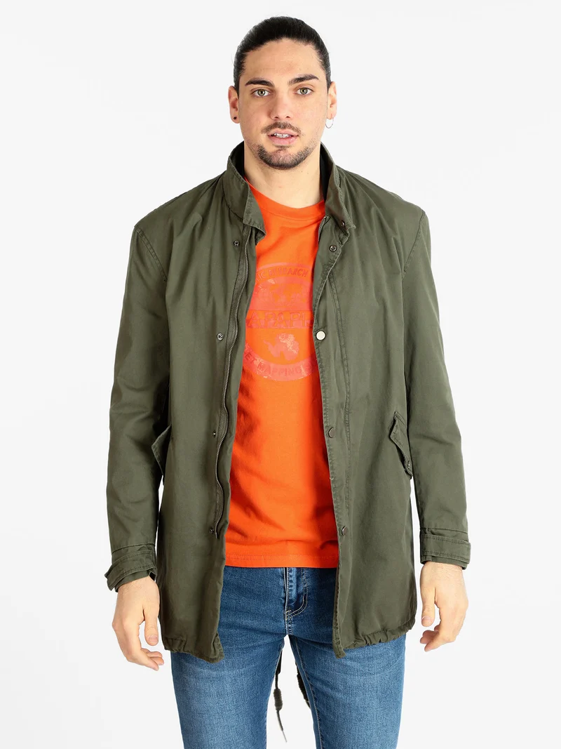 Parka leggero da uomo in cotone - verde