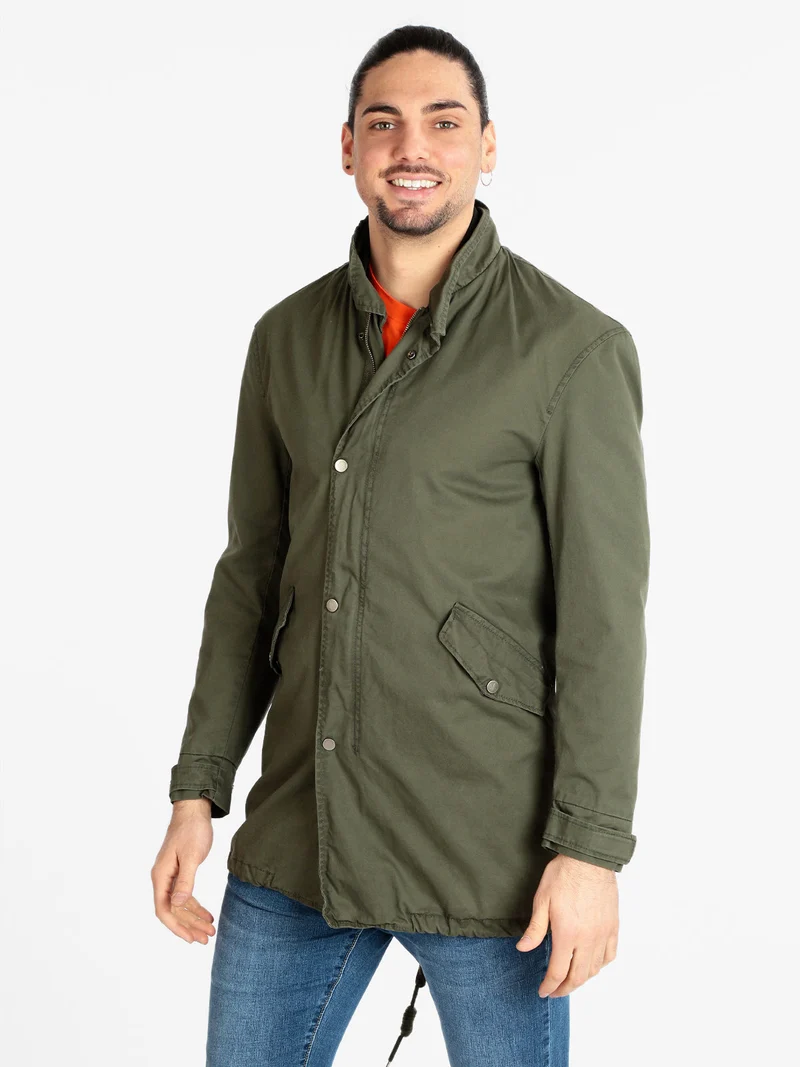 Parka leggero da uomo in cotone - verde