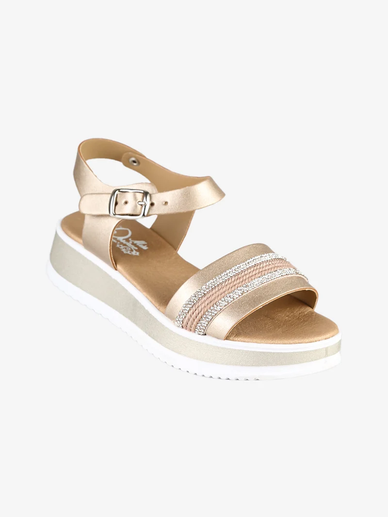 Sandali da ragazza con strass e platform - oro