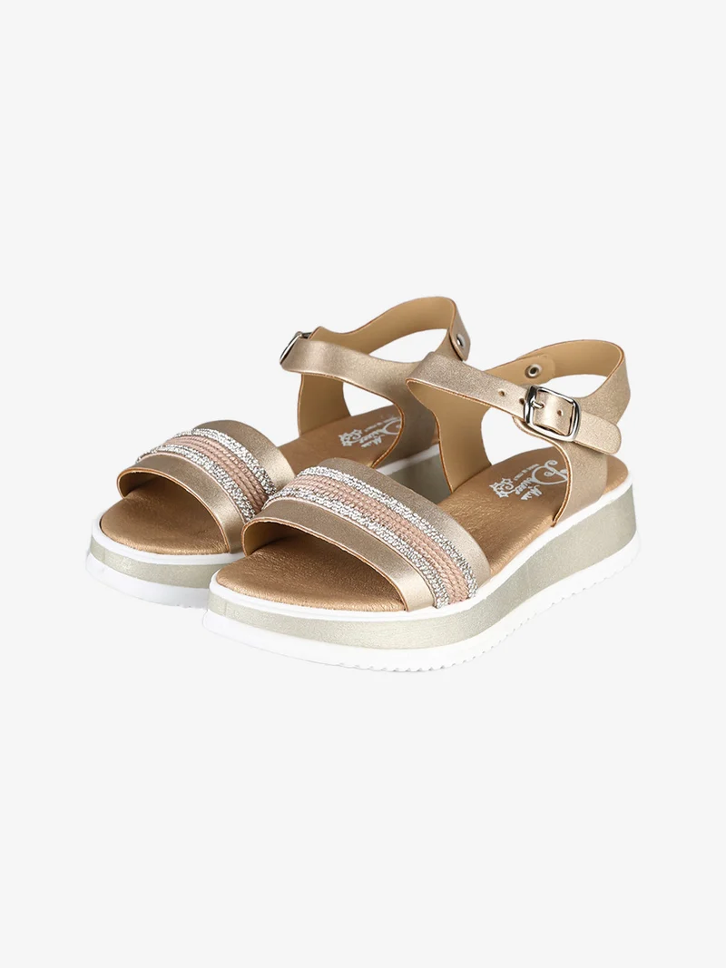 Sandali da ragazza con strass e platform - oro