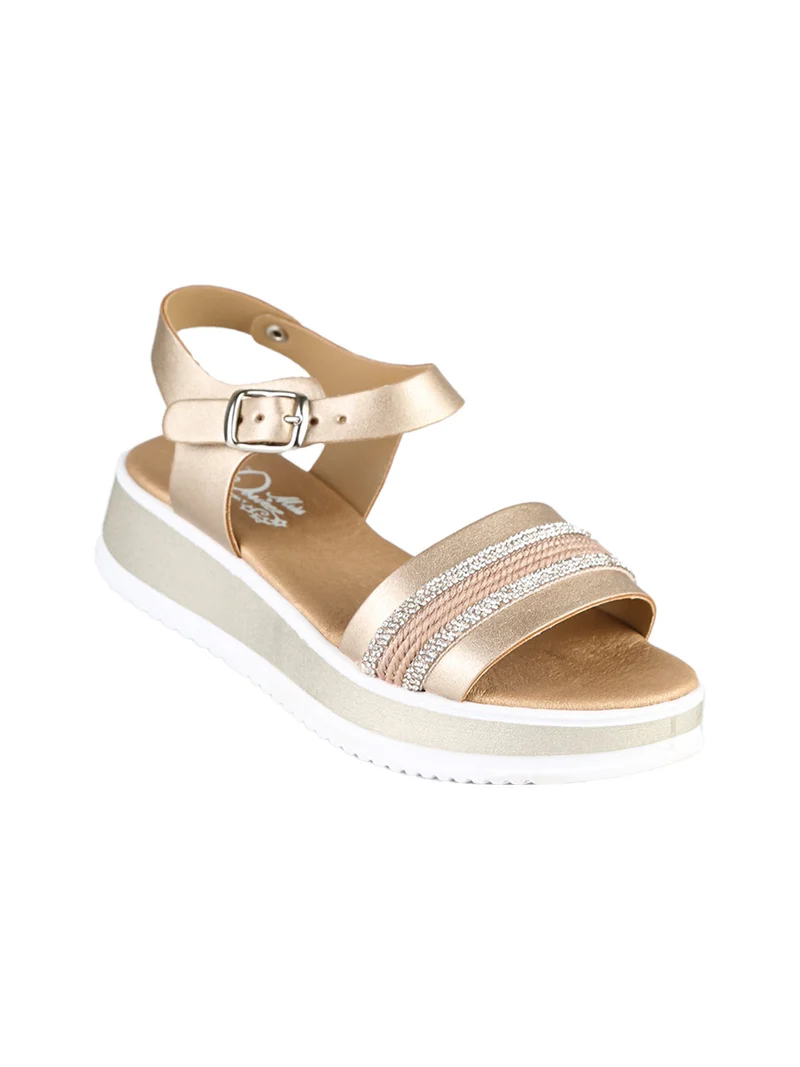 Sandali da ragazza con strass e platform - oro