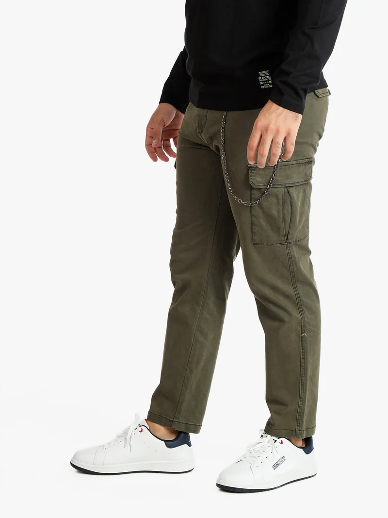 Pantaloni cargo da uomo con catena - militare
