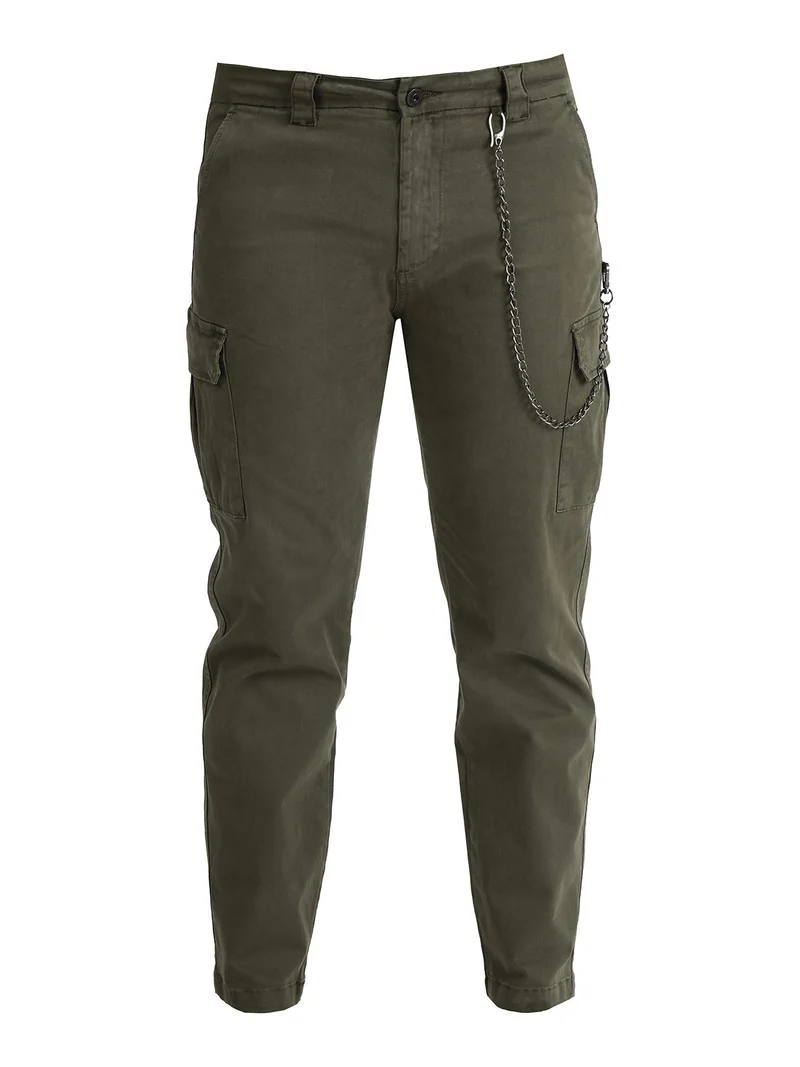 Pantaloni cargo da uomo con catena - militare