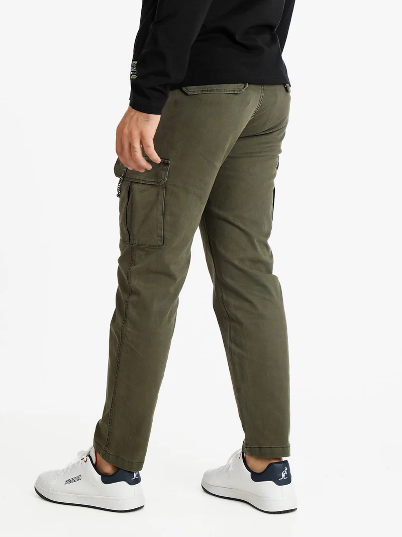 Pantaloni cargo da uomo con catena - militare