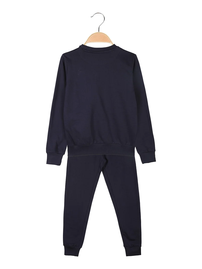 Completo girocollo da bambina 2 pezzi - blu scuro