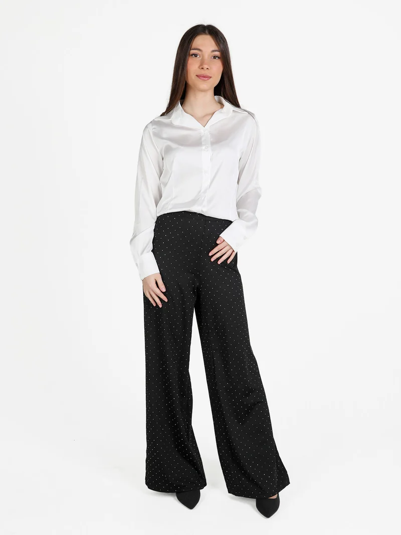 Camicia donna effetto seta a maniche lunghe - bianco