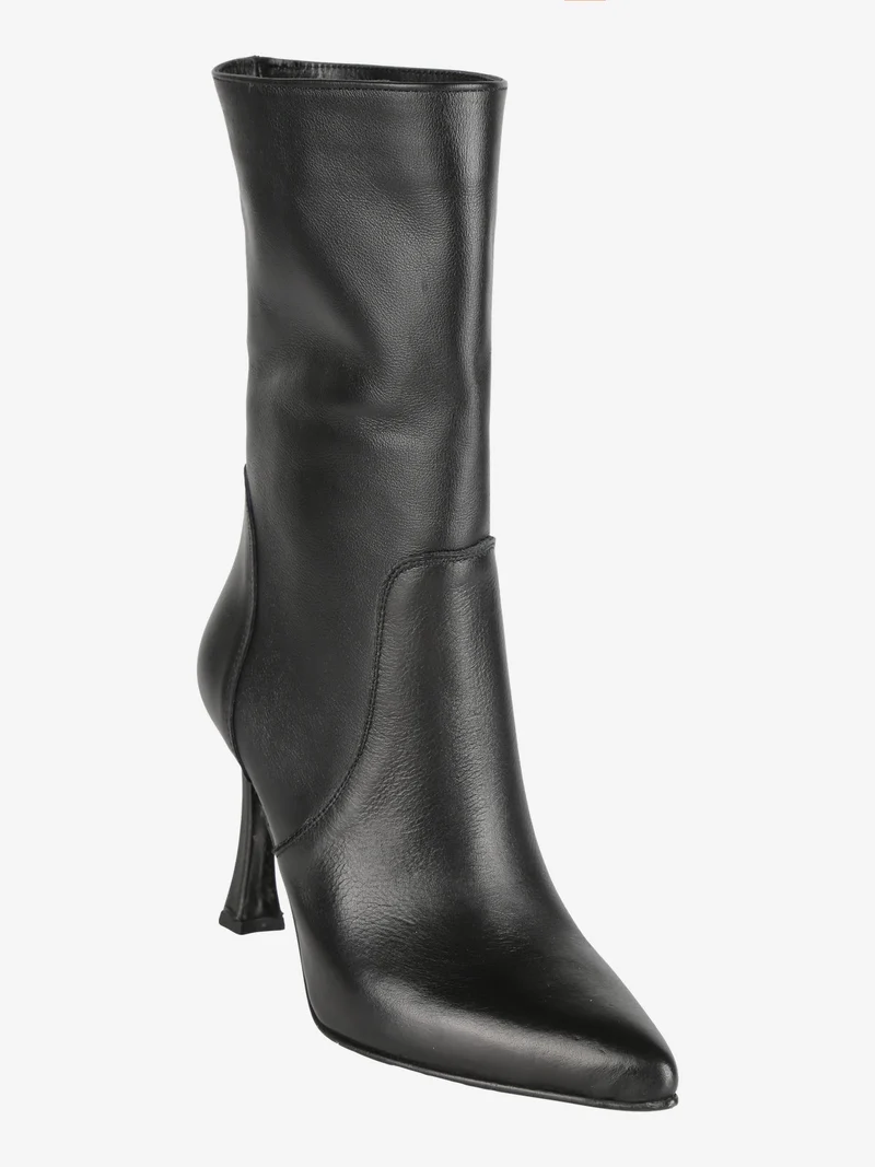 Stivaletti in pelle con tacco - nero