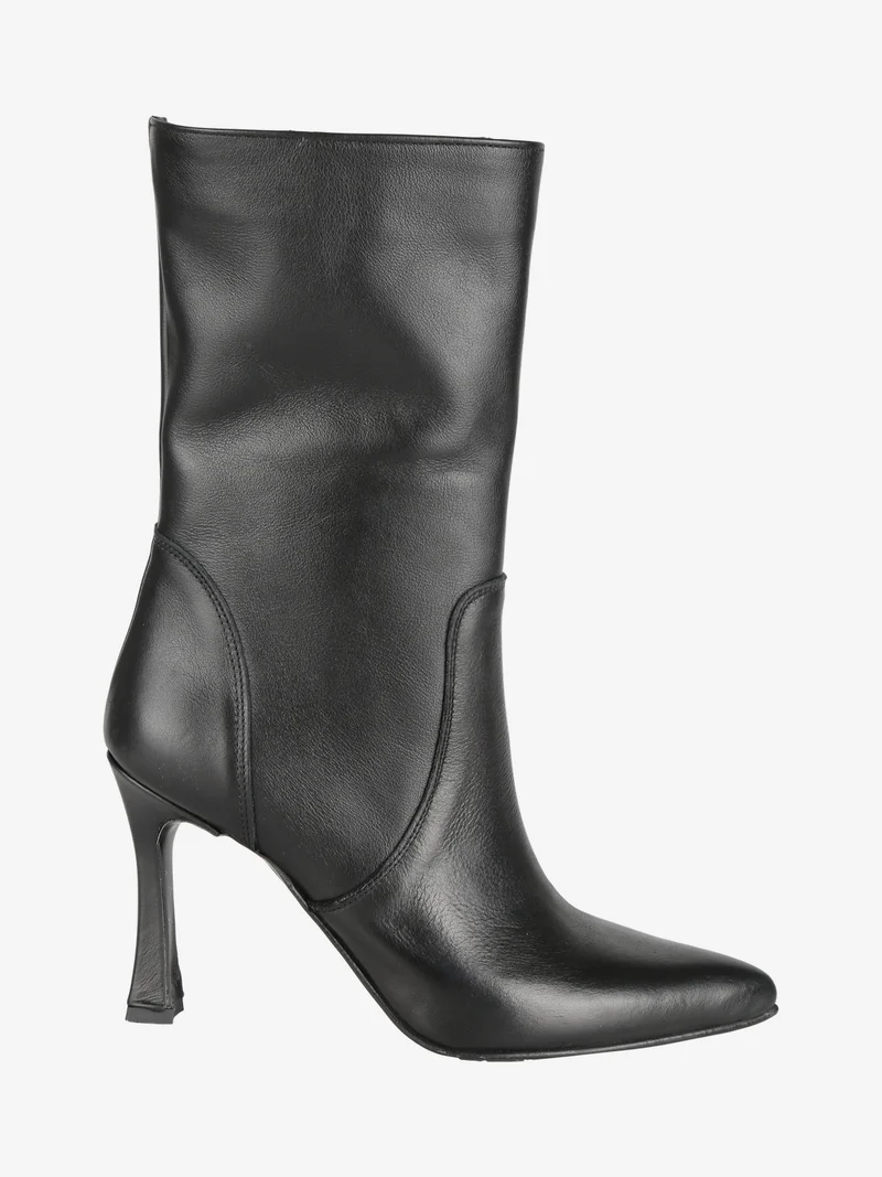 Stivaletti in pelle con tacco - nero