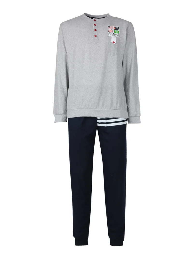 Pigiama lungo da uomo con stampe - grigio