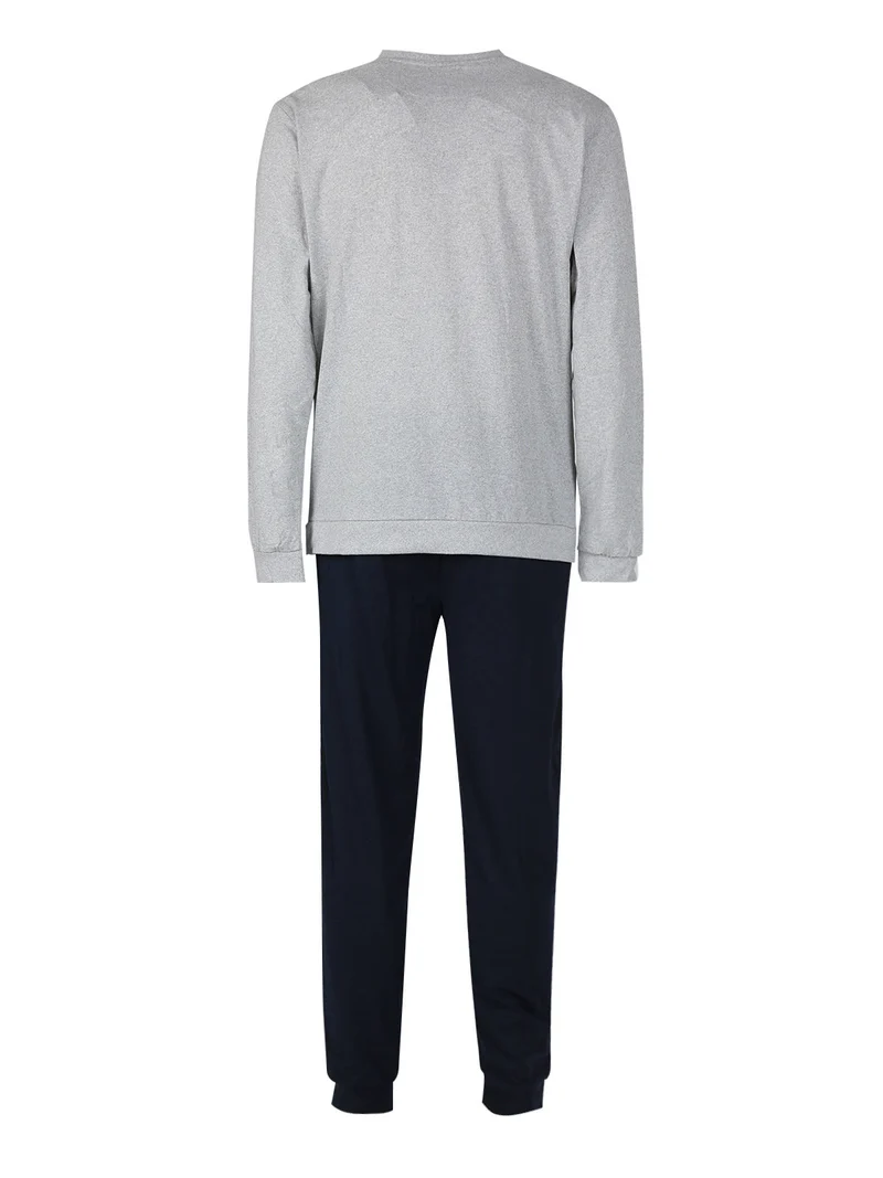 Pigiama lungo da uomo con stampe - grigio