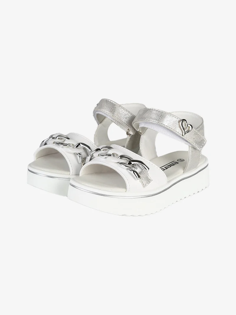 Sandali da bambina con platform e cinturino a strappo - bianco