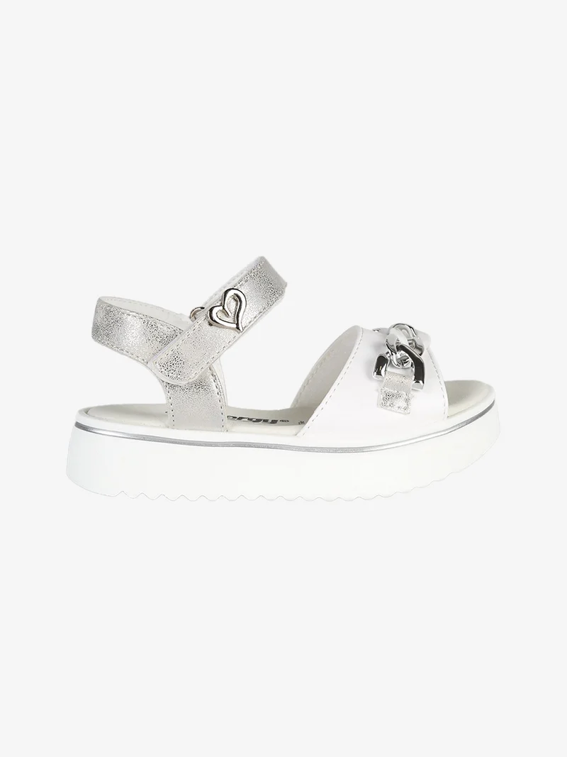 Sandali da bambina con platform e cinturino a strappo - bianco