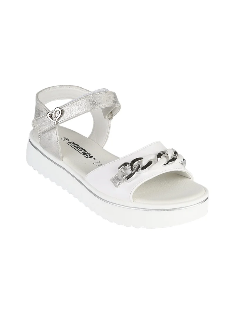 Sandali da bambina con platform e cinturino a strappo - bianco