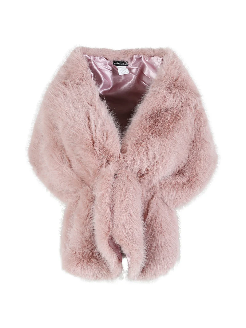 Scialle donna in pelliccia sintetica - rosa