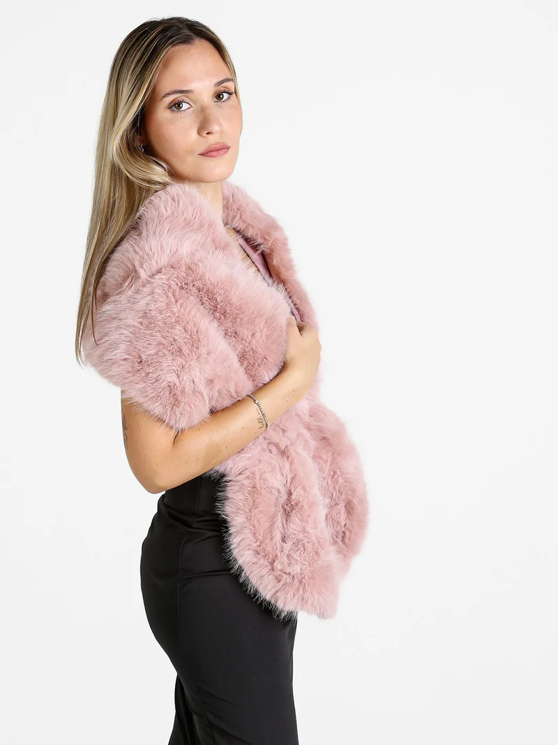 Scialle donna in pelliccia sintetica - rosa