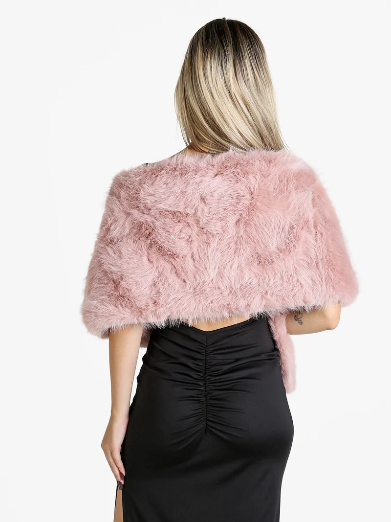 Scialle donna in pelliccia sintetica - rosa