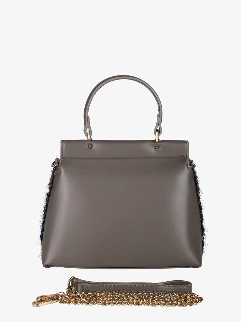Borsa gioiello con paillettes e strass - grigio scuro