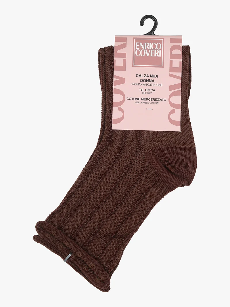 Calze donna midi in cotone mercerizzato - moro