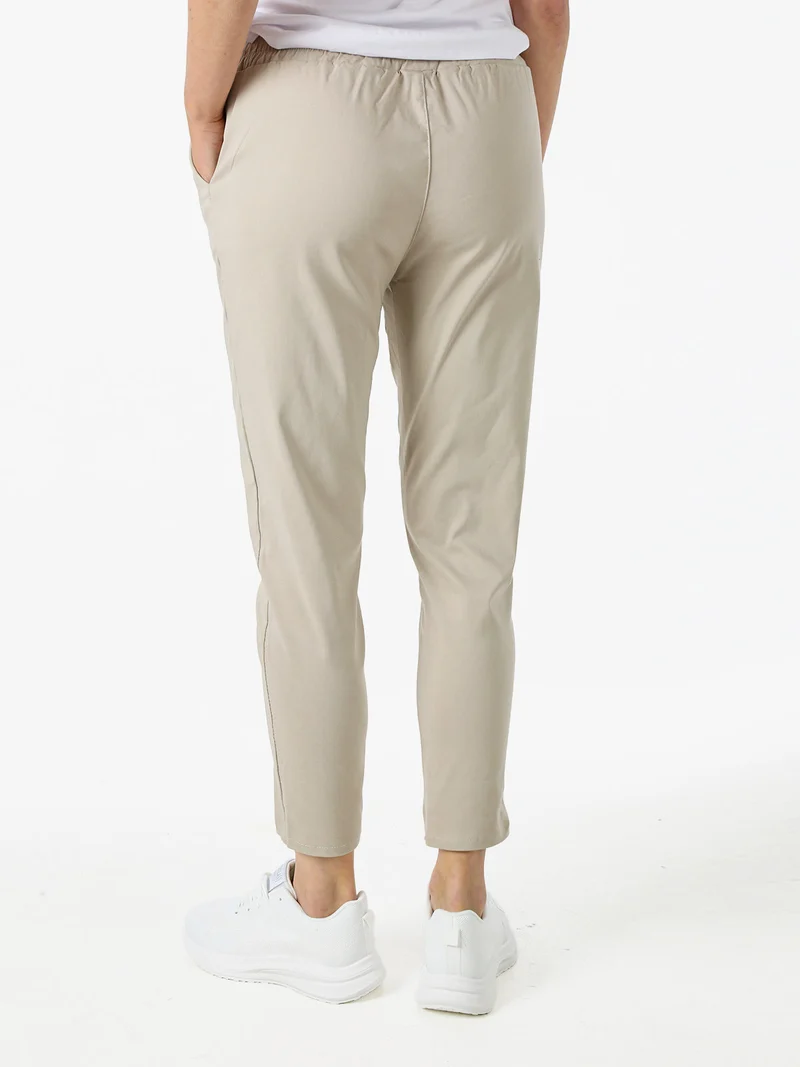 Pantaloni donna elasticizzati con coulisse - beige