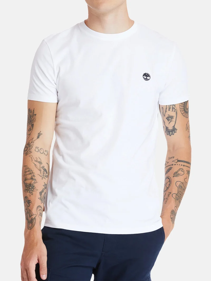 T-shirt girocollo da uomo in cotone con logo - bianco