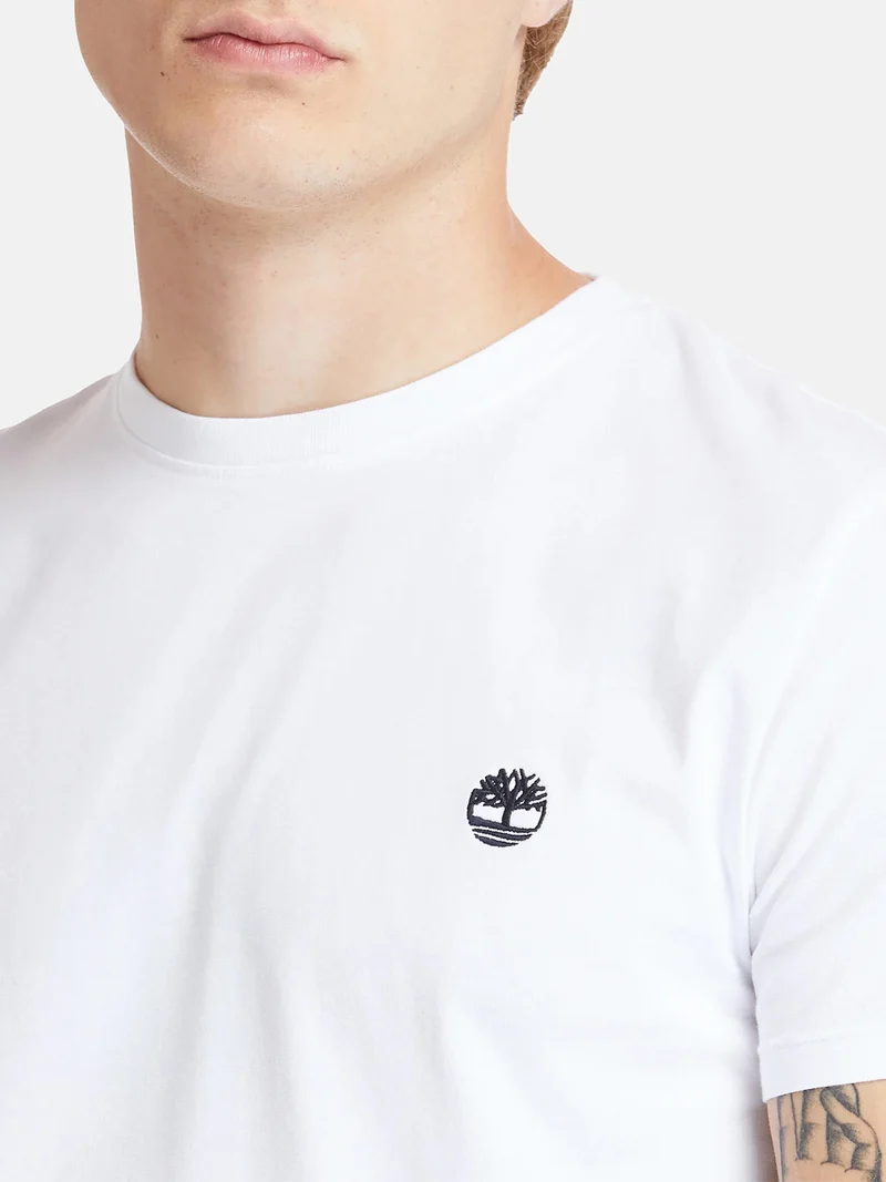 T-shirt girocollo da uomo in cotone con logo - bianco