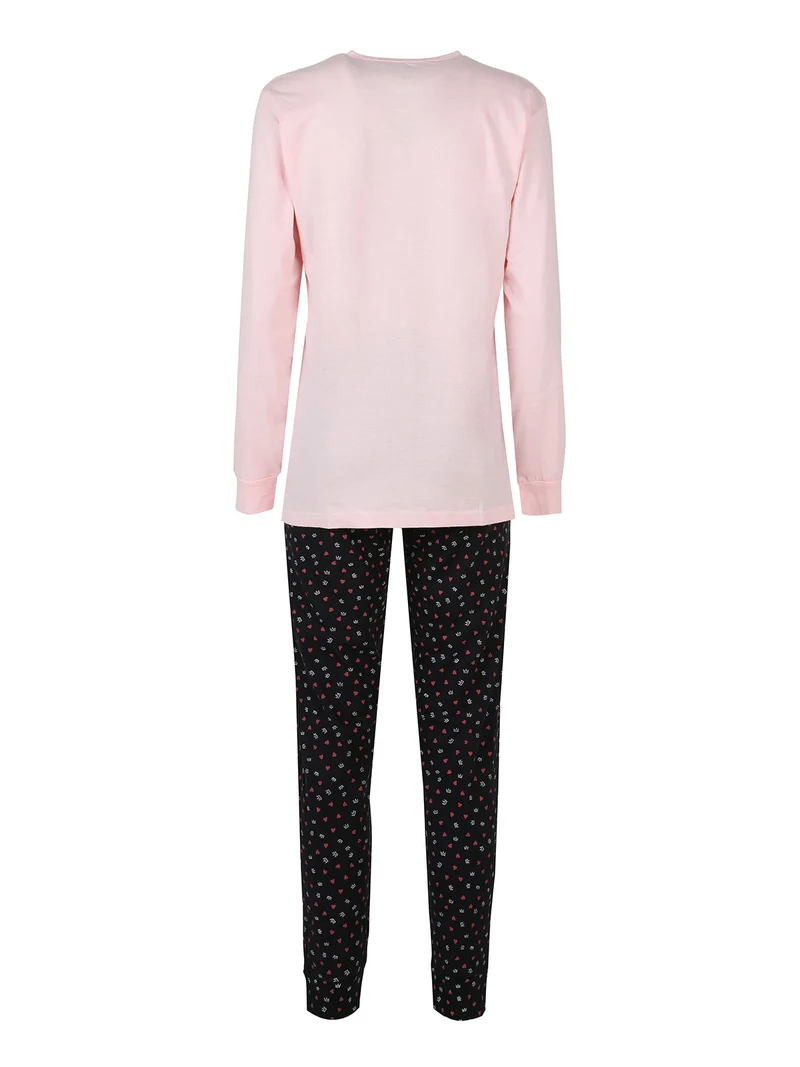 Pigiama lungo da donna in cotone - rosa
