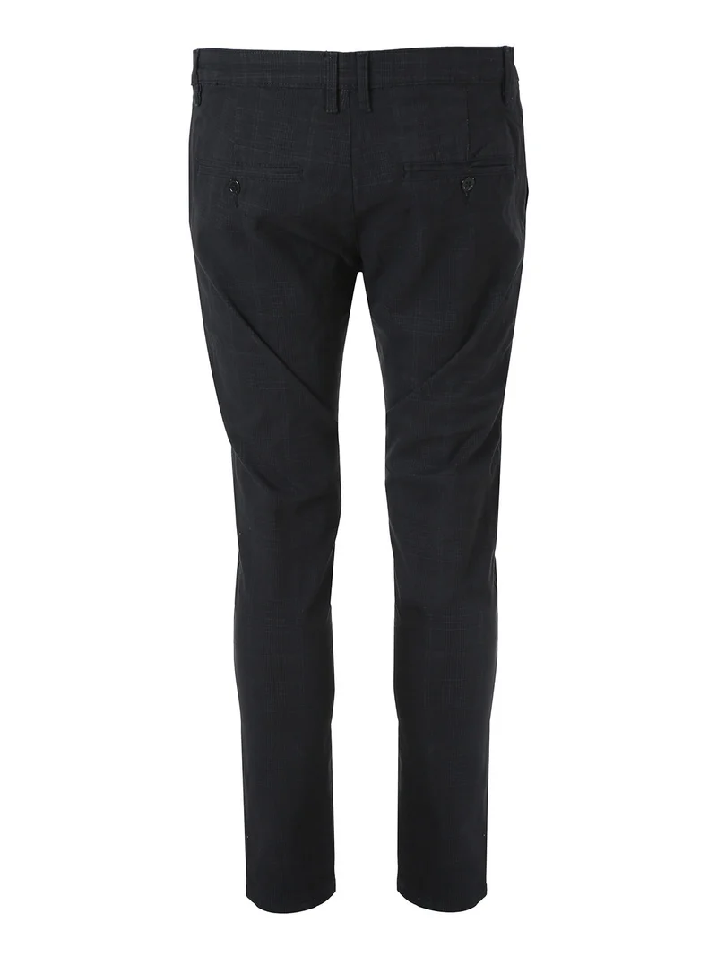 Pantaloni casual da uomo slim fit in cotone con stampa principe di galles - nero