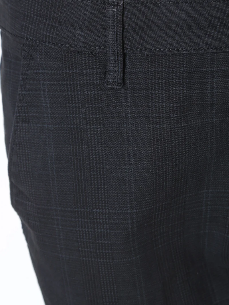 Pantaloni casual da uomo slim fit in cotone con stampa principe di galles - nero