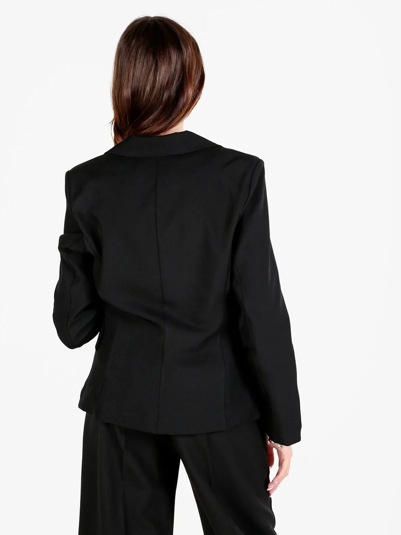 Blazer donna classico con spilla di strass - nero