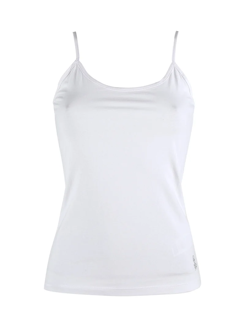 Top donna in cotone con spalline sottili - bianco