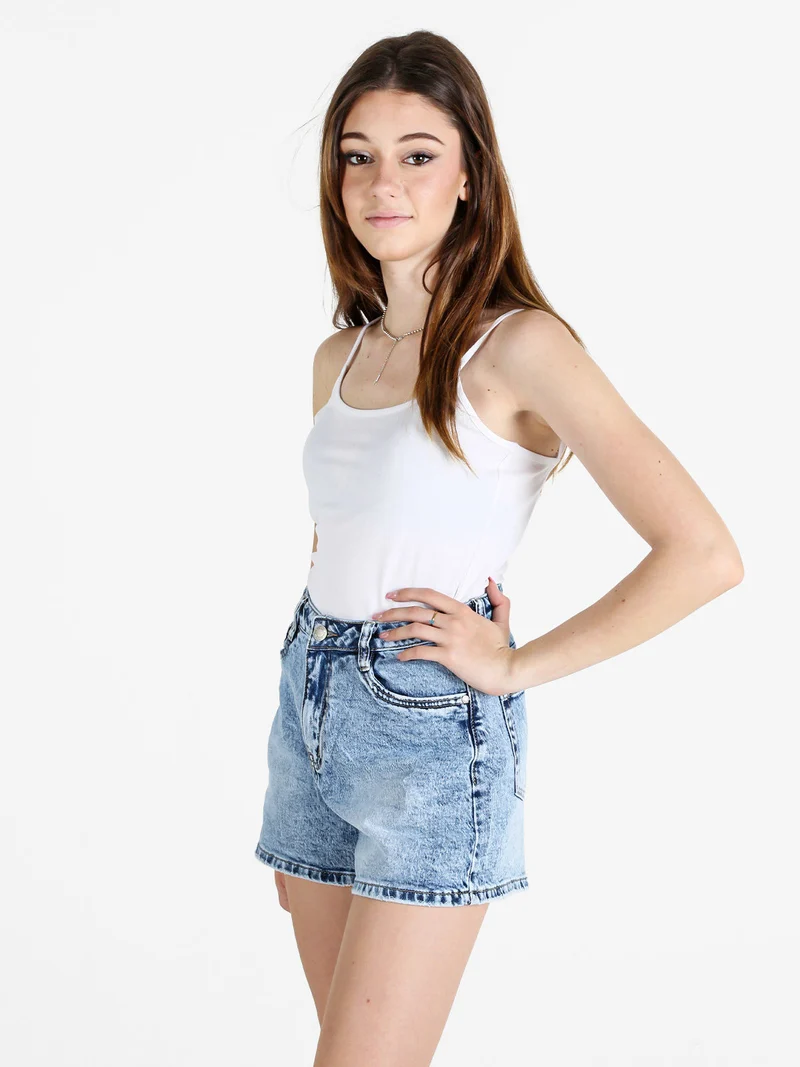 Top donna in cotone con spalline sottili - bianco