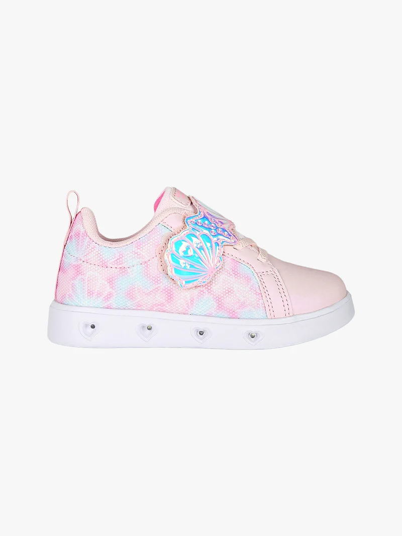 Sneakers da bambina basse con strappo e luci - rosa
