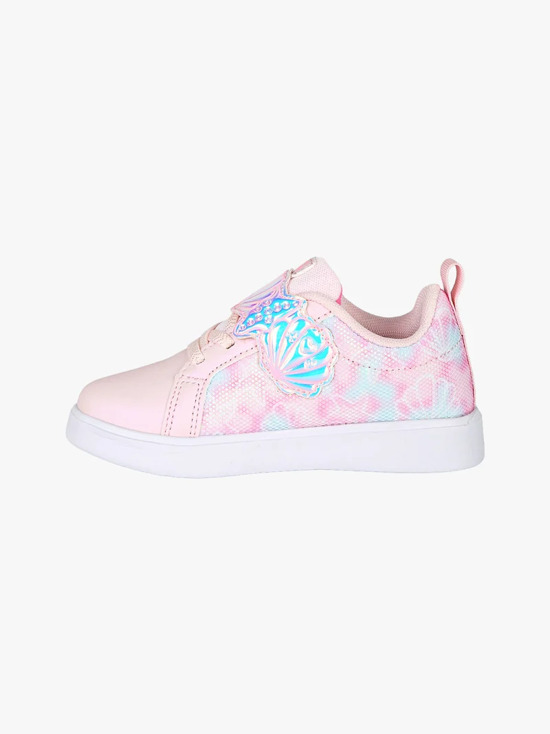 Sneakers da bambina basse con strappo e luci - rosa