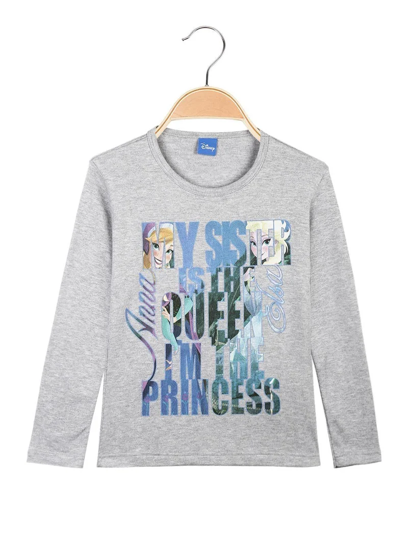 Maglietta bimba Anna E Elsa in caldo cotone - grigio