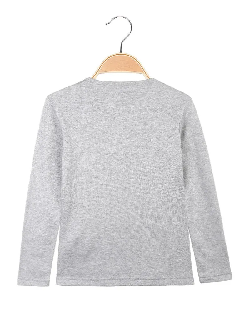 Maglietta bimba Anna E Elsa in caldo cotone - grigio