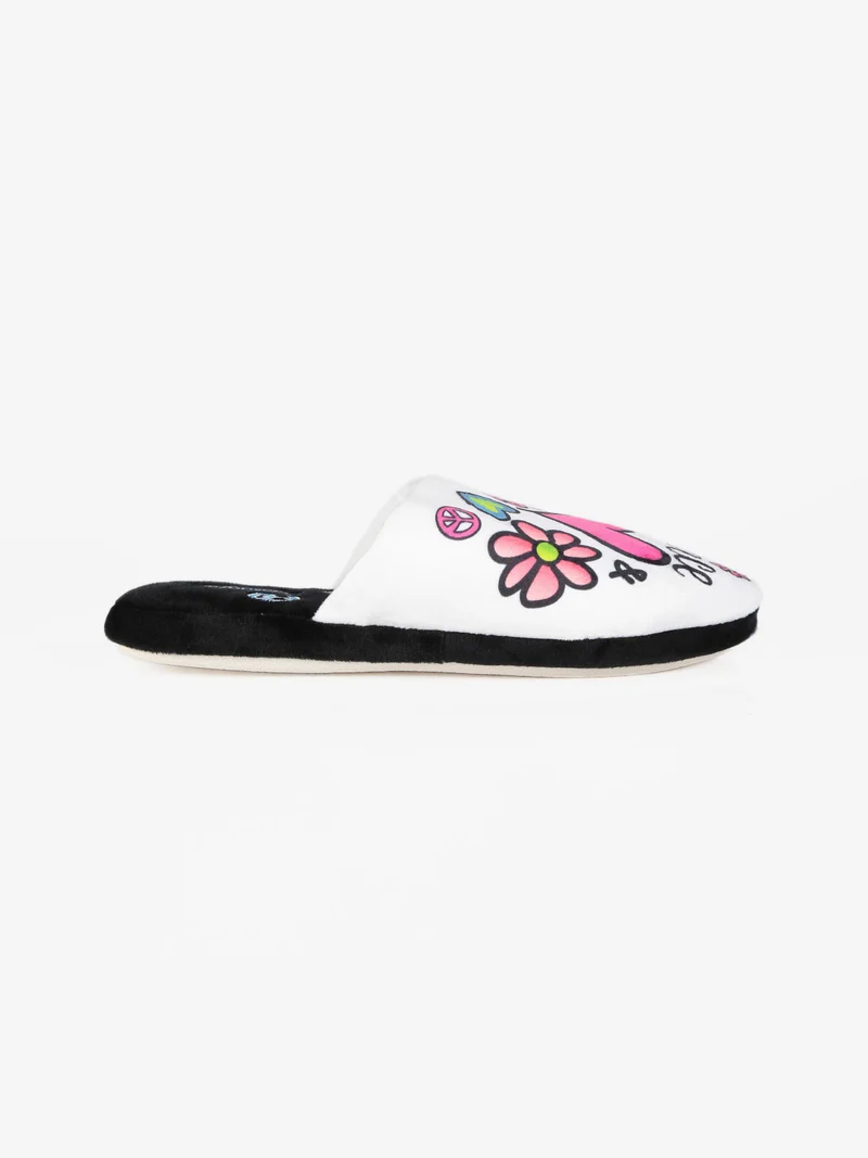 Pantofole donna in tessuto con stampa - bianco