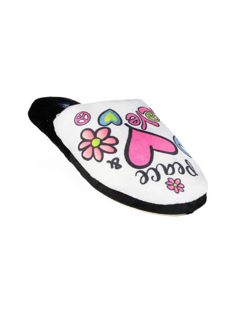 Pantofole donna in tessuto con stampa - bianco