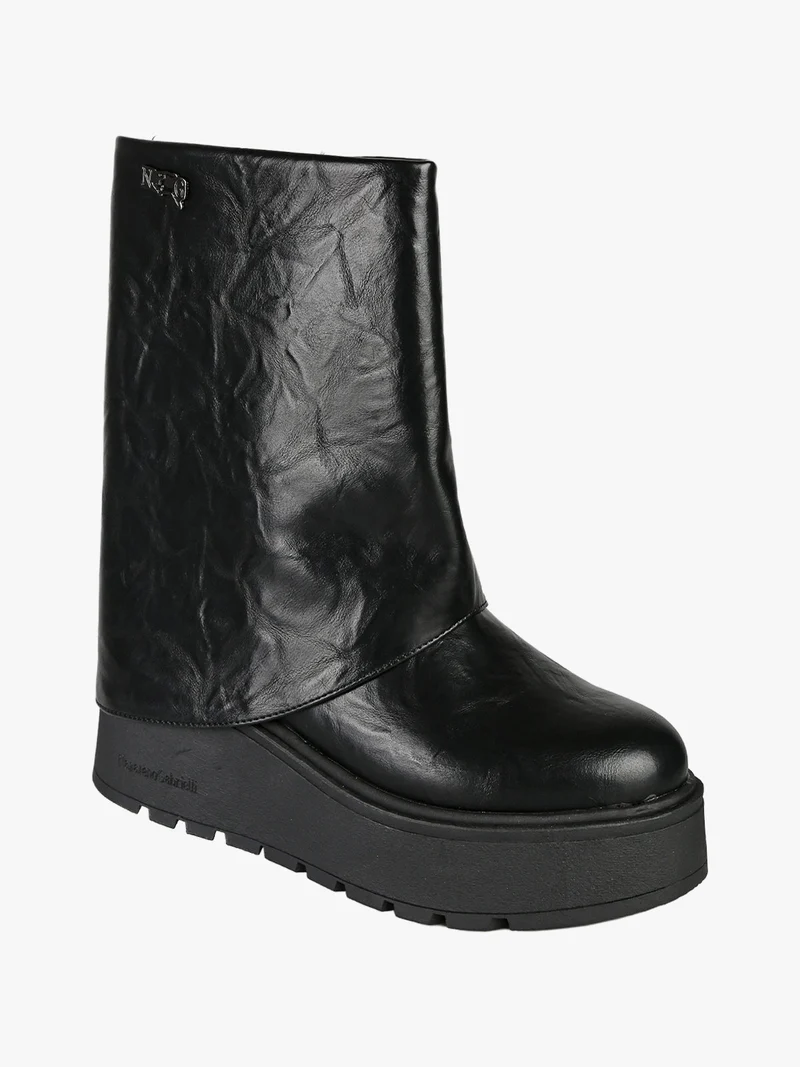 Stivaletti donna con zeppa platform - nero