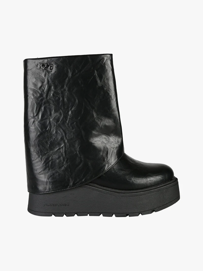 Stivaletti donna con zeppa platform - nero
