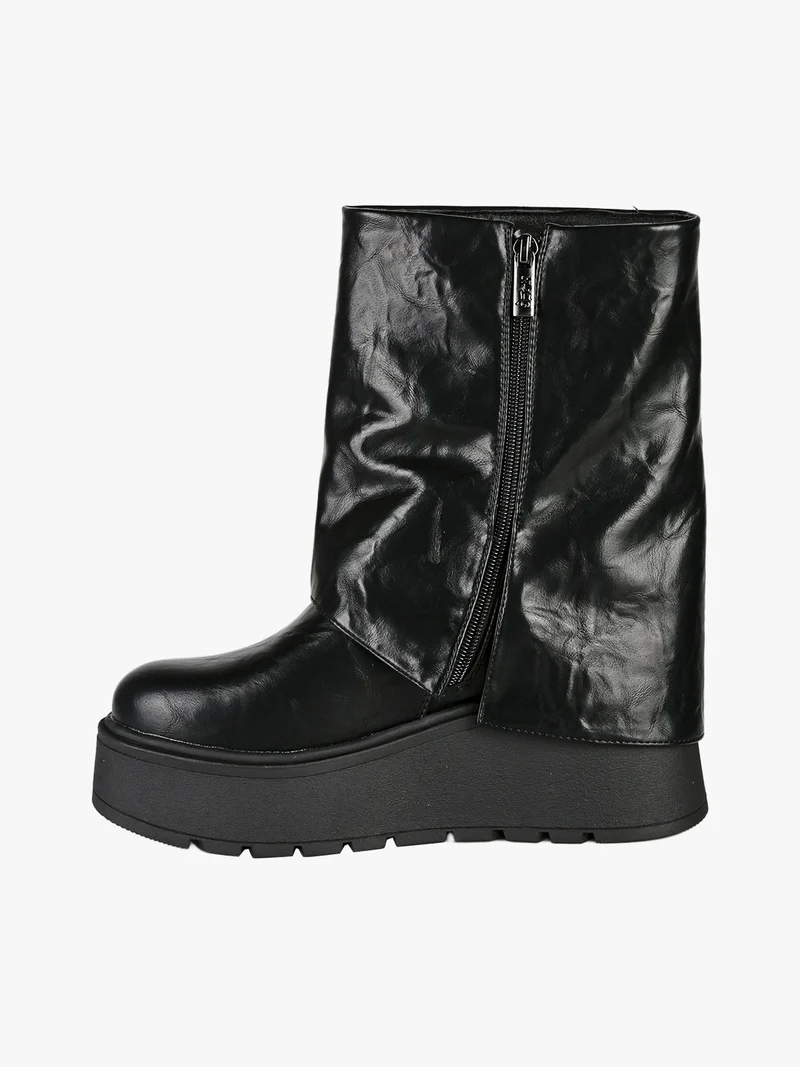Stivaletti donna con zeppa platform - nero