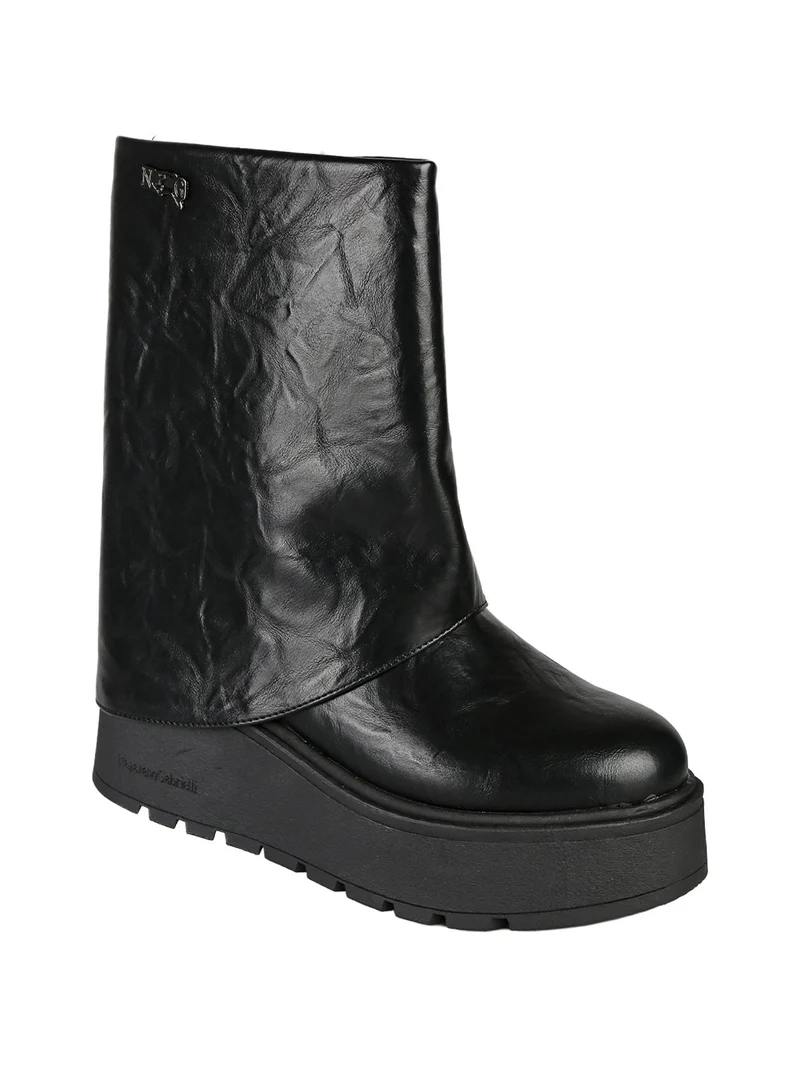 Stivaletti donna con zeppa platform - nero