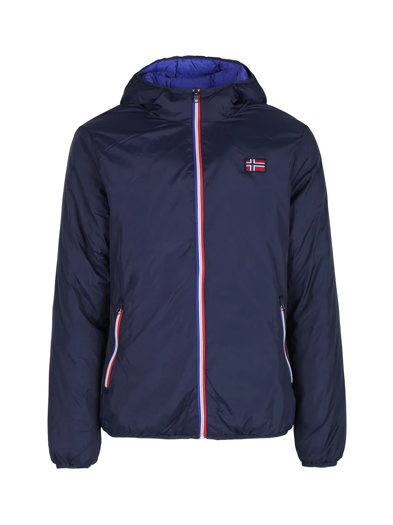 Piumino da uomo reversibile con cappuccio - blu