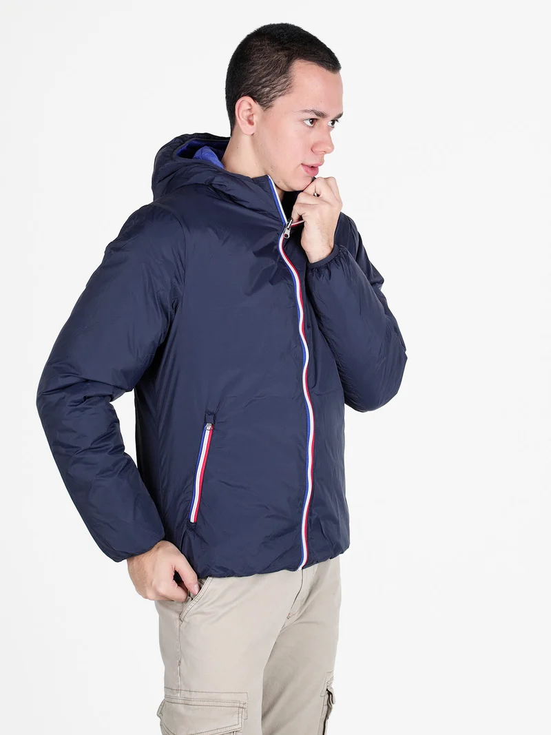 Piumino da uomo reversibile con cappuccio - blu