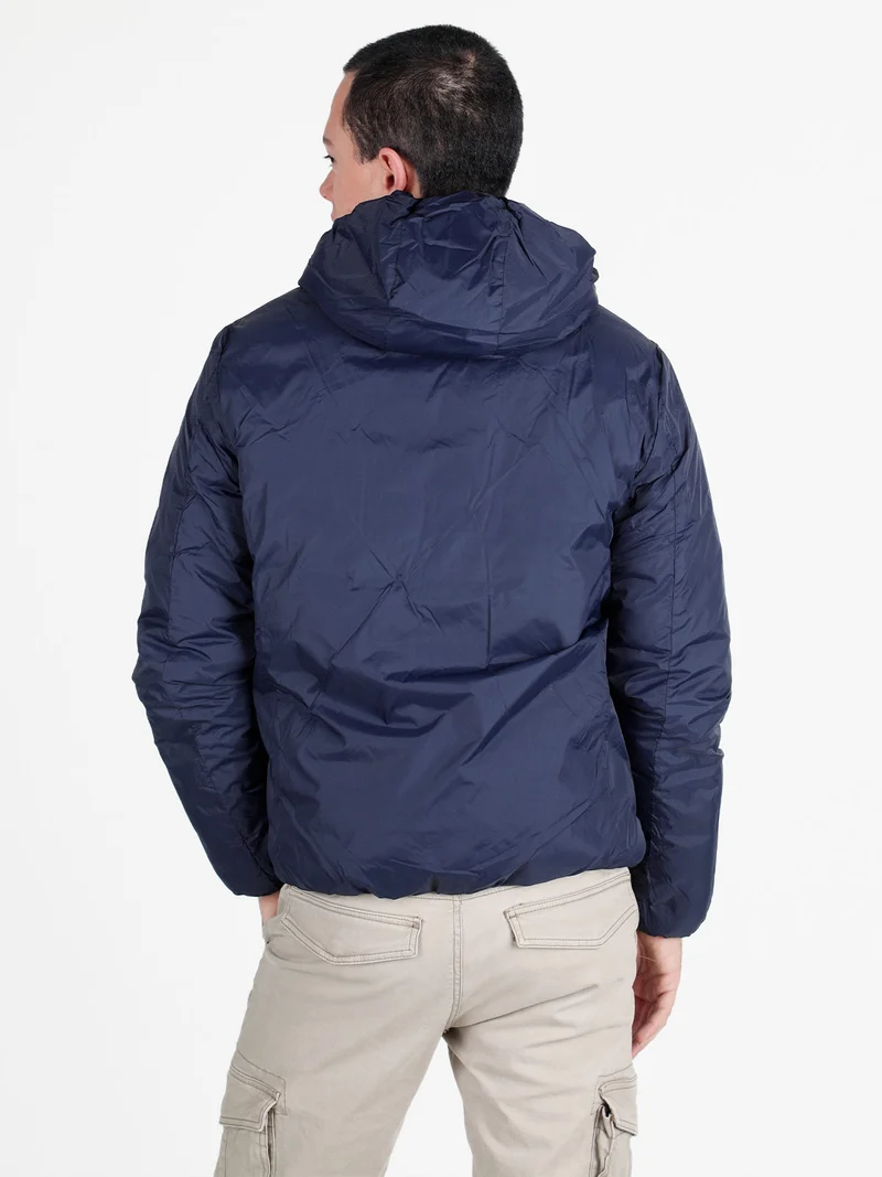 Piumino da uomo reversibile con cappuccio - blu