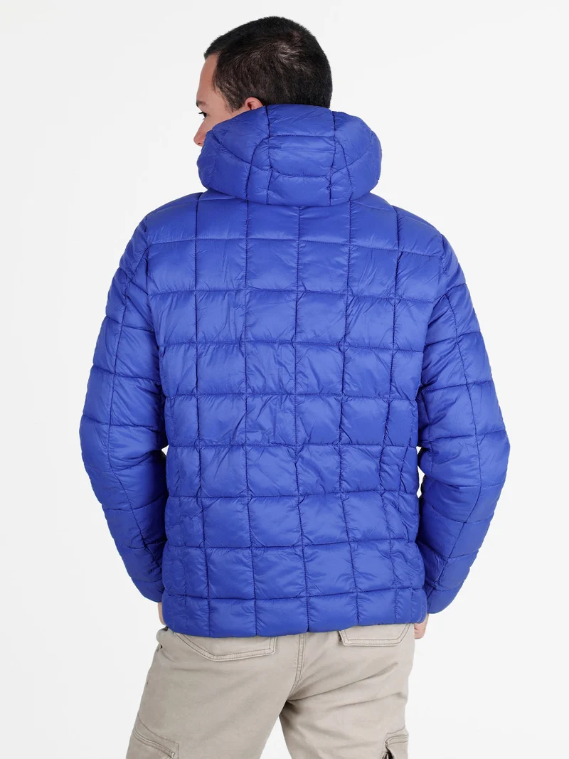 Piumino da uomo reversibile con cappuccio - blu